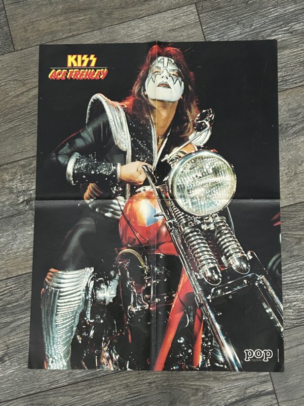 KISS Poster Centerfold ACE FREHLEY Motorcycle Pop Vintage Kiss Aucoin 16x22