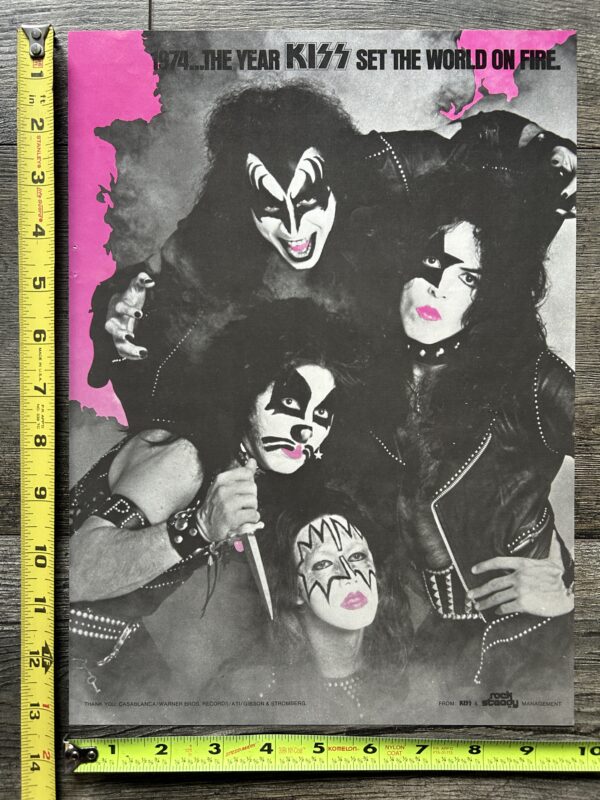 KISS Ad Advert Debut Album 1974 Set World On Fire Casablanca Vintage Kiss Aucoin