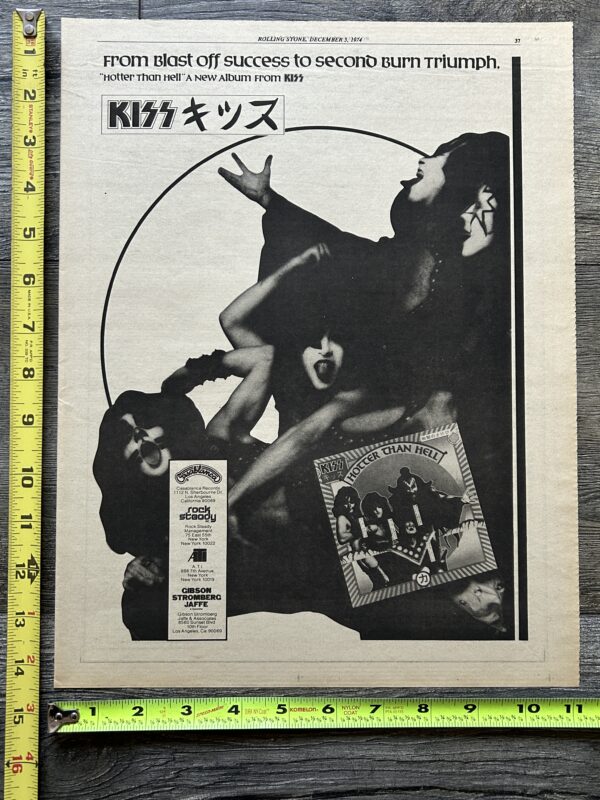 KISS Ad Advert Hotter Than Hell Blast Off Success 1974 Vintage Kiss Aucoin B