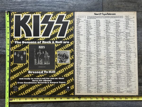 KISS Ad Advert Dressed To Kill Album New Releases 1975 Vintage Kiss Aucoin 11x14