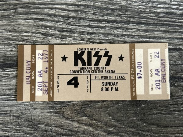 KISS FULL TICKET STUB Texas 9/4 1977 Love Gun Concert Tour Vintage Kiss Aucoin A