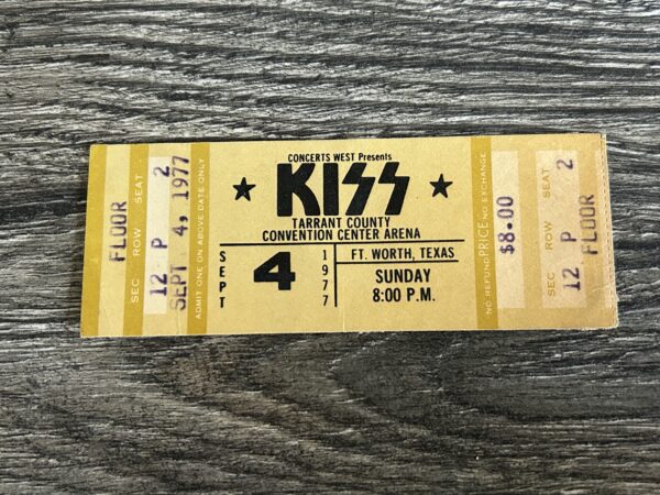 KISS FULL TICKET STUB Texas 9/4 1977 Love Gun Concert Tour Vintage Kiss Aucoin B