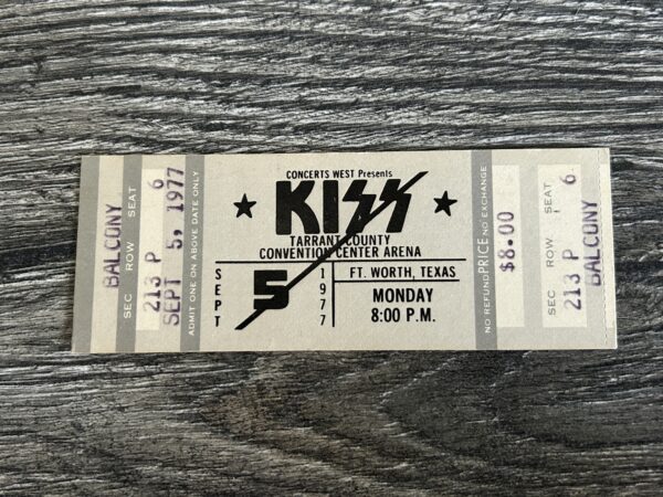 KISS FULL TICKET STUB Texas 9/5 1977 Love Gun Concert Tour Vintage Kiss Aucoin