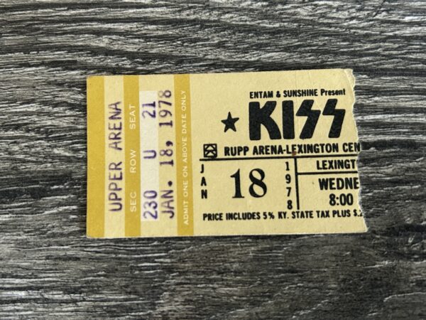 KISS TICKET STUB Kentucky Jan 18 1978 Alive 2 Concert Tour Vintage Kiss Aucoin