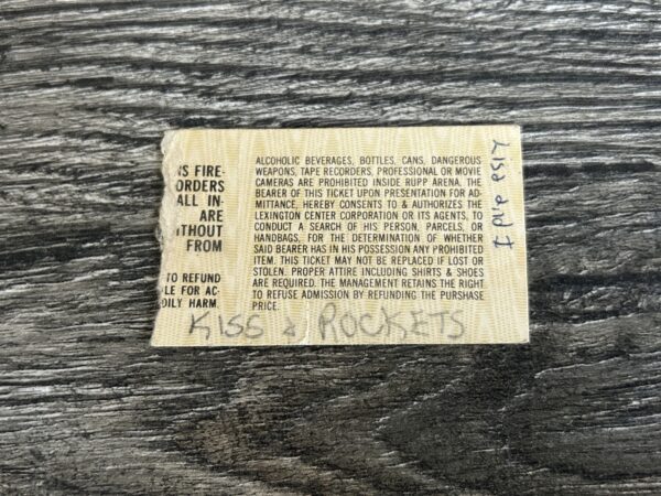 KISS TICKET STUB Kentucky Jan 18 1978 Alive 2 Concert Tour Vintage Kiss Aucoin - Image 2