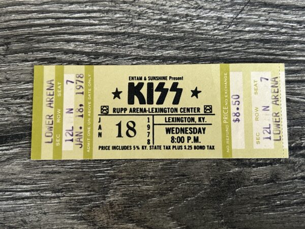 KISS FULL TICKET STUB KY Jan 18 1978 Alive 2 Concert Tour Vintage Kiss Aucoin