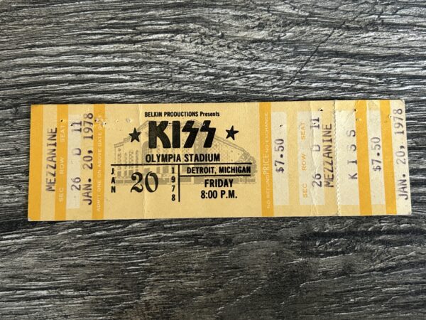 KISS FULL TICKET STUB Detroit 1/20 1978 Alive 2 Concert Tour Vintage Kiss Aucoin