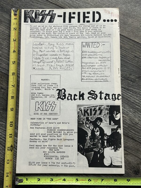 KISS Fanzine Magazine The Oath 6 1983 Creatures Of The Night Canada Vintage Kiss - Image 2