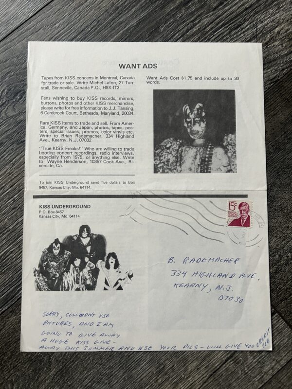 KISS Fanzine Newsletter Magazine Kiss Underground 1980 Vintage Kiss Aucoin - Image 2