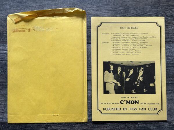 KISS Fanzine Magazine C'Mon #9 1976 Envelope Japan Japanese Vintage Kiss Aucoin