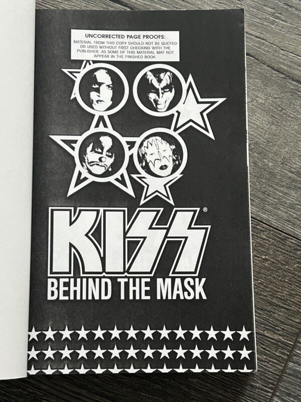 KISS Book Behind The Mask Advance Reading Uncorrected Promo Vintage Kiss Aucoin