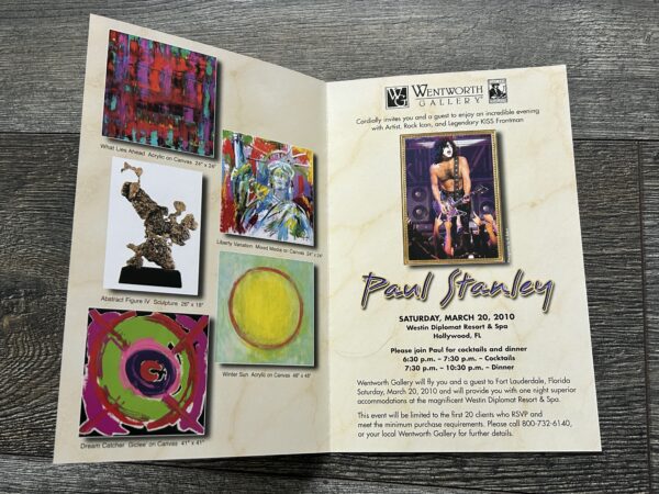 Kiss PAUL STANLEY ART Wentworth Gallery VIP Invitation Envelope Westin Hollywood