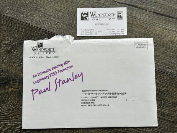 Kiss PAUL STANLEY ART Wentworth Gallery VIP Invitation Envelope Westin Hollywood