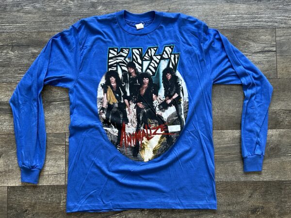 KISS Vintage Concert Shirt Animalize Tour 1984-85 Blue Long Sleeve Vintage Kiss