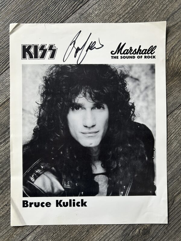 KISS Promo Paper Photo BRUCE KULICK SIGNED Autograph Marshall Amps Vintage Kiss