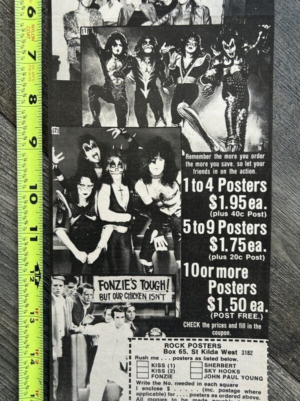 KISS Ad Advert Destroyer Poster + Alive Era Poster Vintage Kiss Aucoin 5.5x16