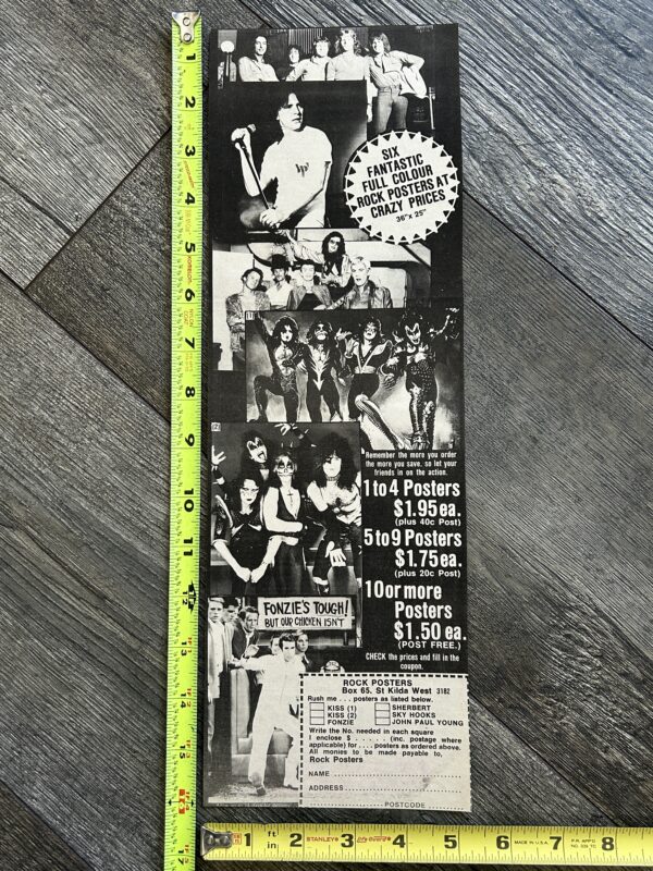 KISS Ad Advert Destroyer Poster + Alive Era Poster Vintage Kiss Aucoin 5.5x16