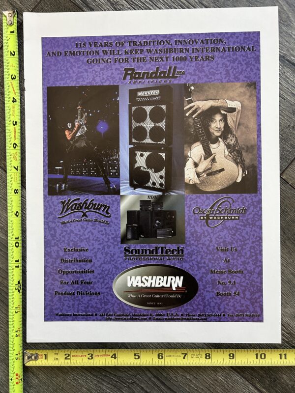 KISS Ad Advert PAUL STANLEY Washburn Mirror Guitar Psycho Circus Vintage Kiss