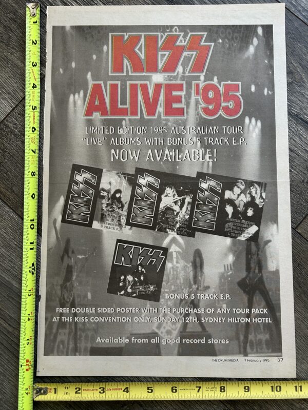 KISS Ad Advert Alive '95 Australia Tour Editions Alive 1 2 3 Vintage Kiss 11x16