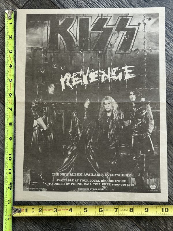 KISS Ad Advert Revenge Album CD Tape USA 1992 10x13 Vintage Kiss Bruce Kulick