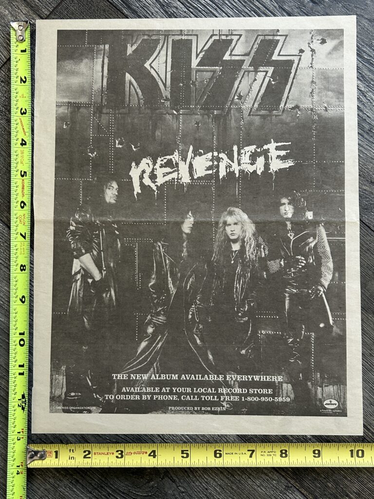 KISS Ad Advert Revenge Album CD Tape USA 1992 10x13 Vintage Kiss Bruce Kulick