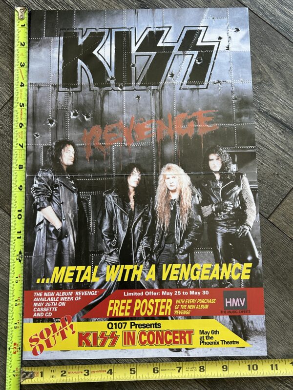 KISS Poster Centerfold Ad Advert Revenge Album CD HMV Canada 1992 Vintage Kiss