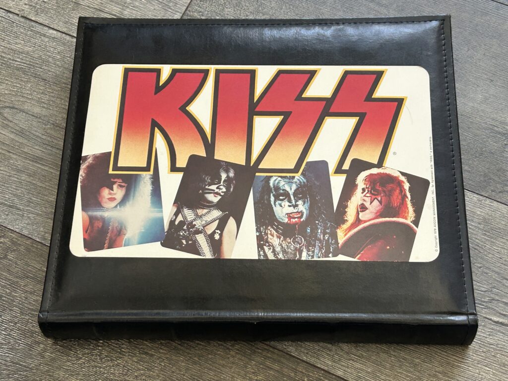 KISS Record Player Sicker 1978 on Cover of Empty Scrap Album Vintage Kiss Aucoin