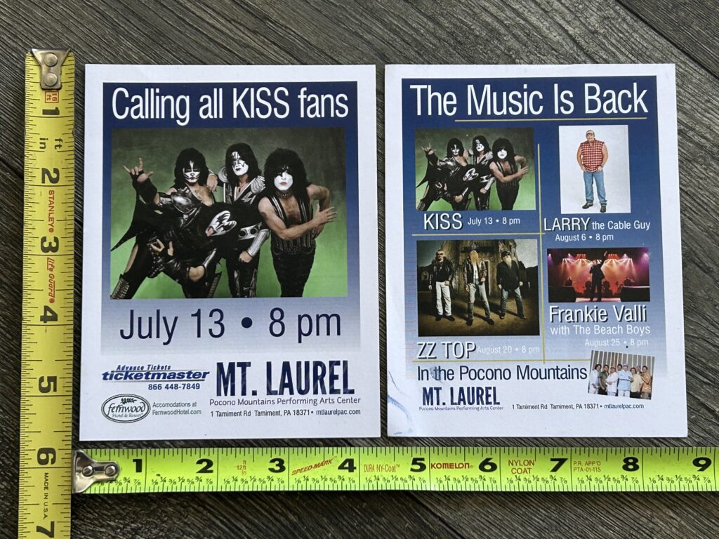 KISS Concert Handbill Postcard Set Mt. Laurel Poconos PA July 2010 Vintage Kiss