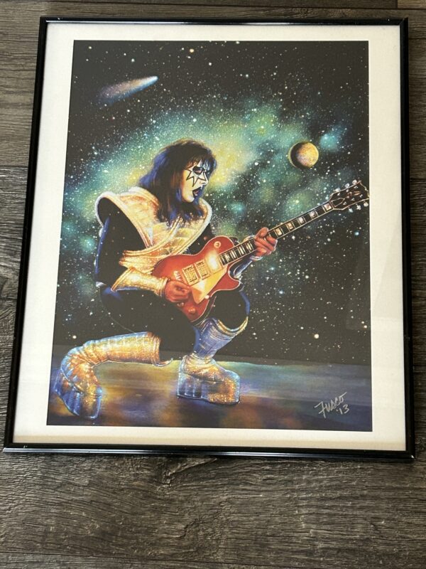 KISS Poster Lithograph ACE FREHLEY Print Artist Signed Framed Vintage Kiss