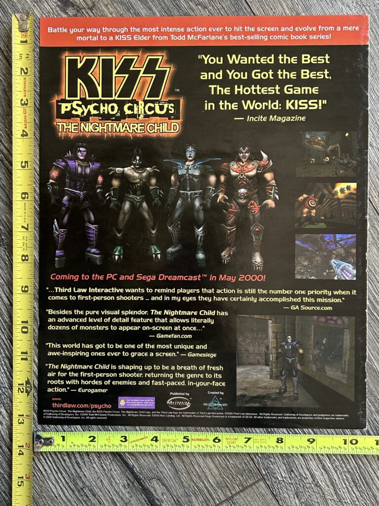 KISS Ad Advert Psycho Circus Nightmare Child Video Game 2000 Vintage Kiss 10x13