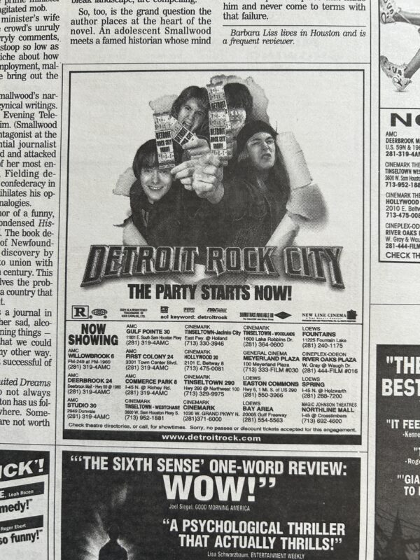 KISS Ad Advert Detroit Rock City Movie Houston Texas Showing 1999 Vintage Kiss