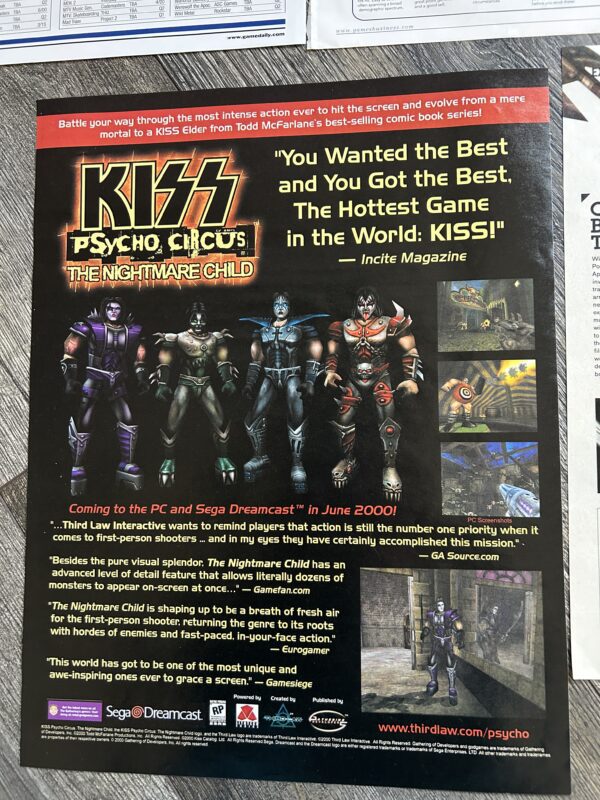 KISS Ad Advert Clippings Psycho Circus Nightmare Video Game 5pc Lot Vintage Kiss