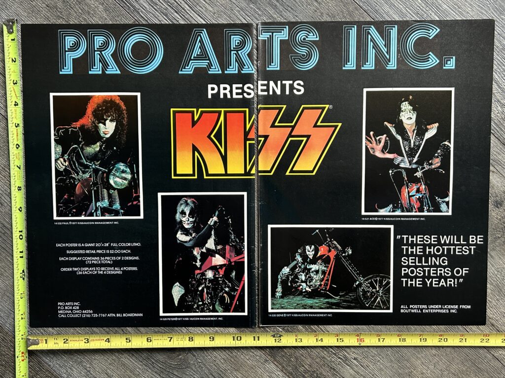 KISS Ad Advert Motorcycle Posters Pro Arts 1977 Vintage Kiss Aucoin 14x22