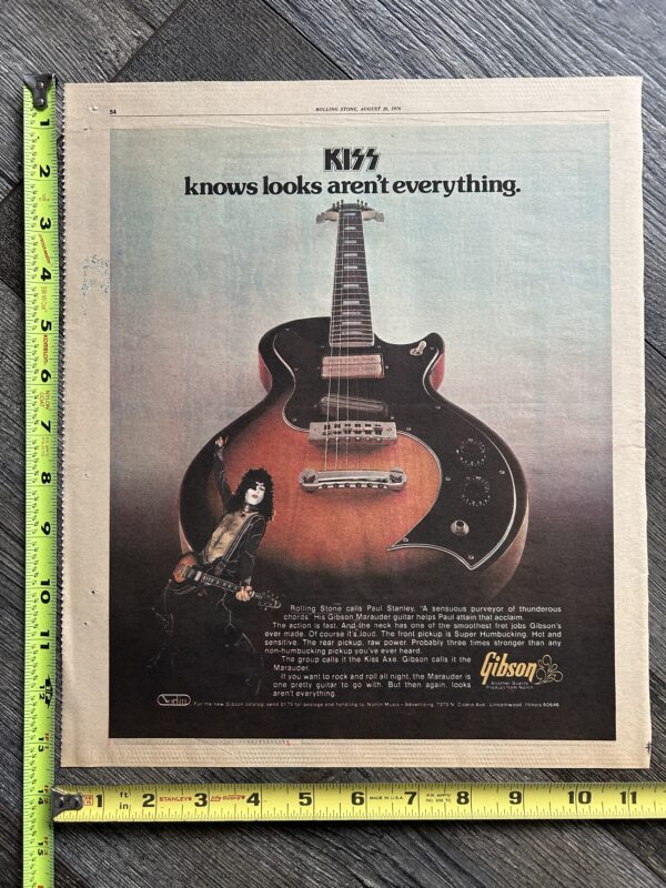 KISS Ad Advert Paul Stanley Marauder Gibson 1976 Vintage Kiss Aucoin 11x13