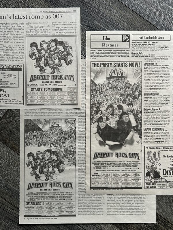 KISS Ad Advert Detroit Rock City Movie South Florida 3pc Lot 1999 Vintage Kiss