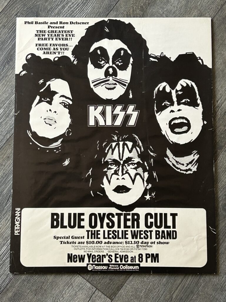 KISS Concert Poster Alive Tour Dec 31 1975 New Years Eve NY Vintage Kiss Aucoin