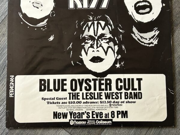 KISS Concert Poster Alive Tour Dec 31 1975 New Years Eve NY Vintage Kiss Aucoin