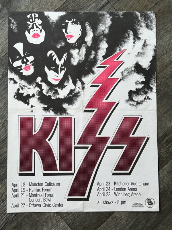 KISS Concert Poster Alive Destroyer Tour Canada 1976 Thundercloud Vintage Aucoin