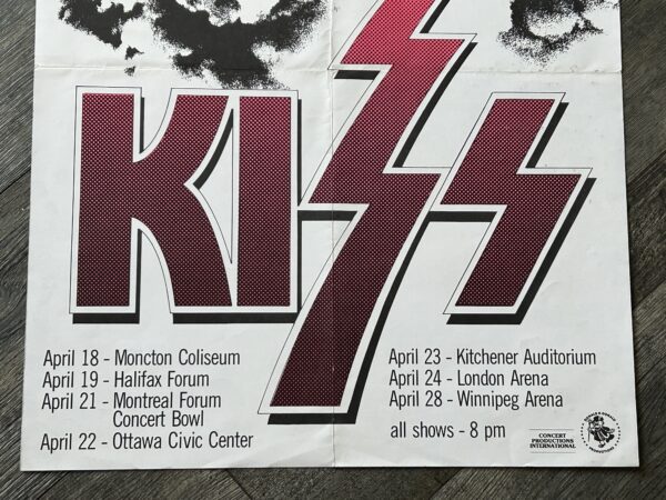 KISS Concert Poster Alive Destroyer Tour Canada 1976 Thundercloud Vintage Aucoin