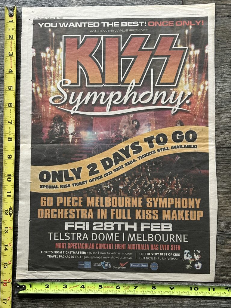 KISS Ad Advert Symphony Concert Melbourne Australia 2003 Vintage Kiss 11x16