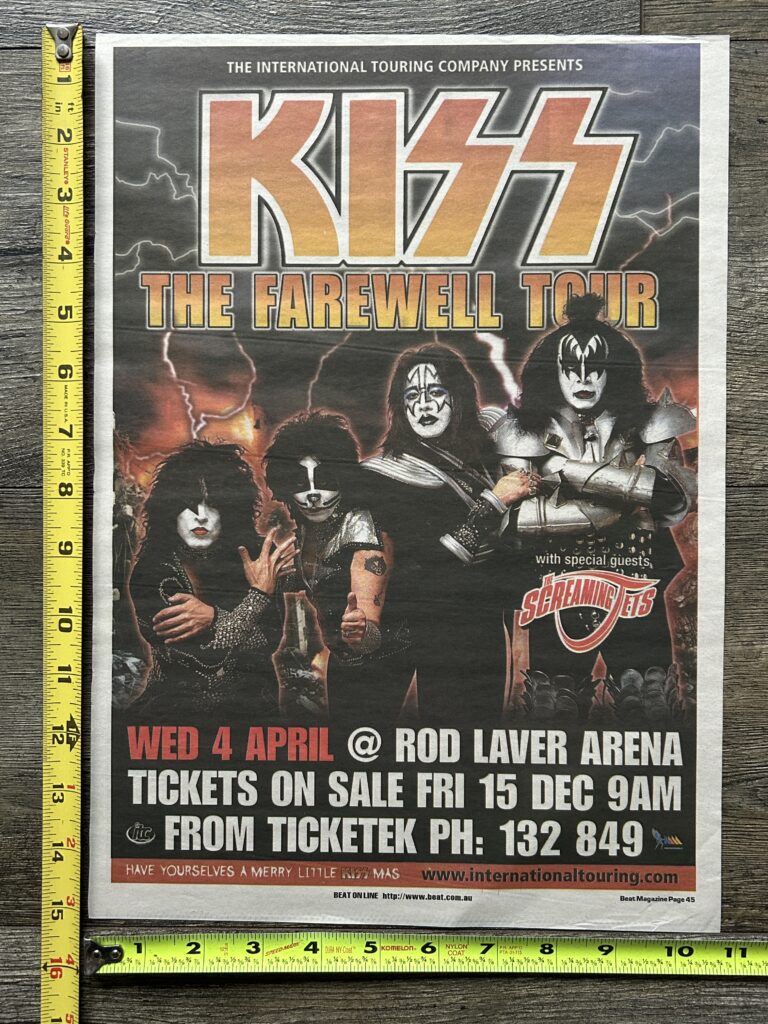 KISS Ad Advert Farewell Concert Tour Rod Laver Australia 2001 Vintage Kiss 10x15