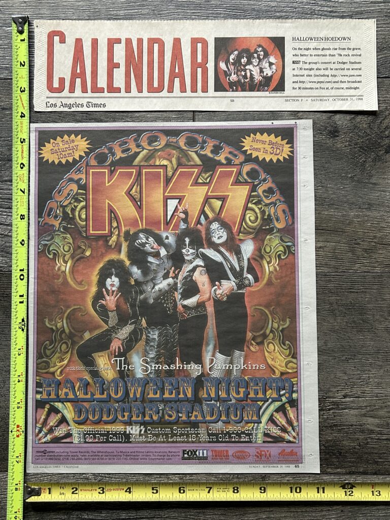 KISS Ad Advert Psycho Circus Concert Tour Dodger Stadium 1998 Lot Vintage Kiss