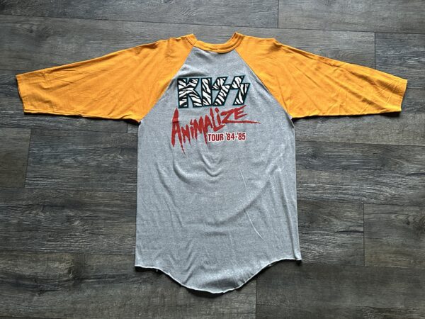 KISS Vintage Concert T-Shirt Animalize Tour Raglan Jersey Orange Gray UNWORN