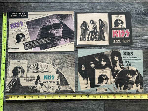 KISS Ad Advert Clippings Lot HOT IN THE SHADE Record Mart 4pc Vintage Kiss