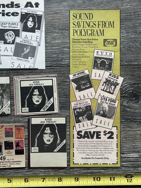 KISS Ad Advert Cassette 8pc Lot Ace Frehley 1978 Solo Album Vintage Kiss Aucoin