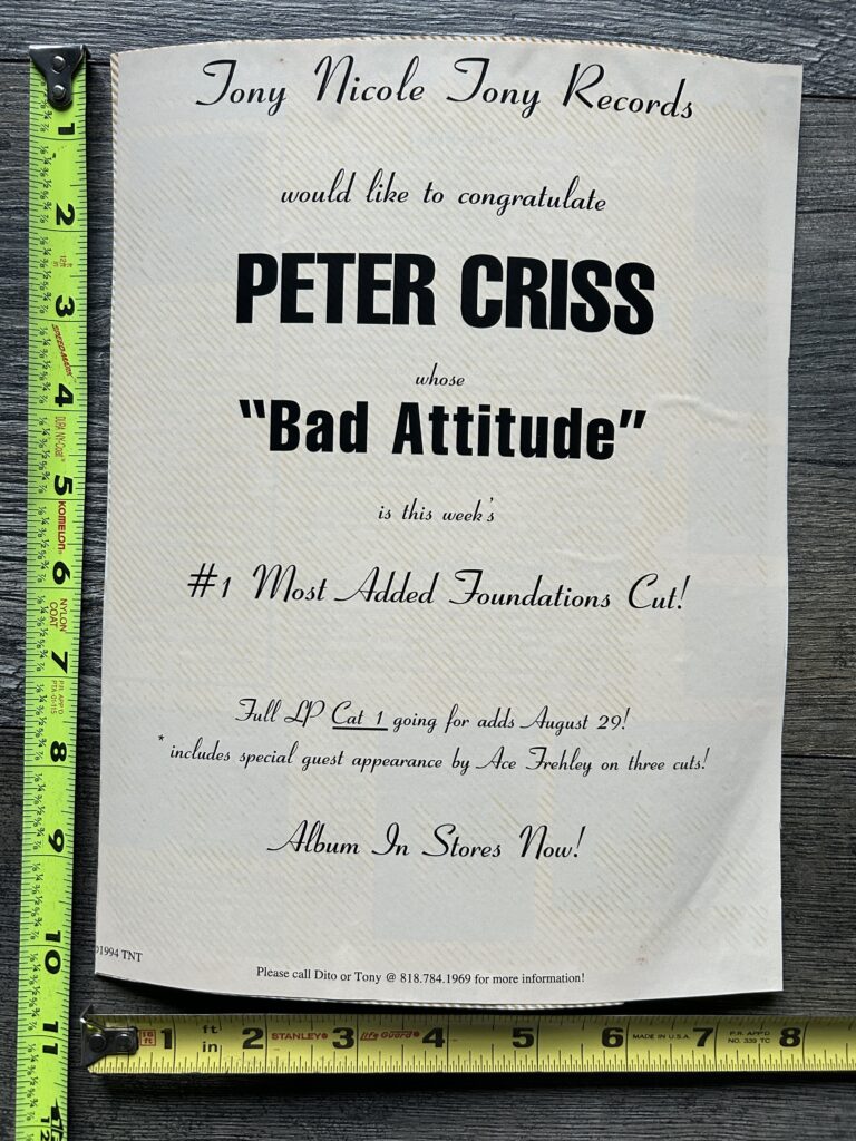 Kiss Ad Advert PETER CRISS Catman Cat Solo Album Bad Attitude Song Vintage Kiss