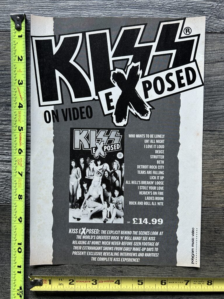 KISS Ad Advert Kiss Exposed VHS Home Video UK Vintage Kiss Aucoin Footage