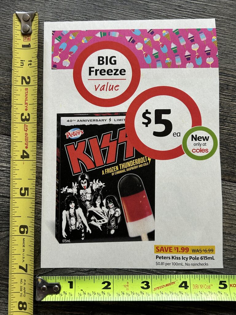 KISS Ad Advert Thunderbolt Ice Cream Bar Australia Aussie Vintage Kiss 5x7