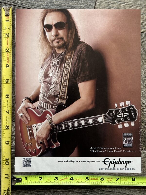 KISS Ad Advert ACE FREHLEY Epiphone Budokan Les Paul Guitar 2012 Vintage Kiss