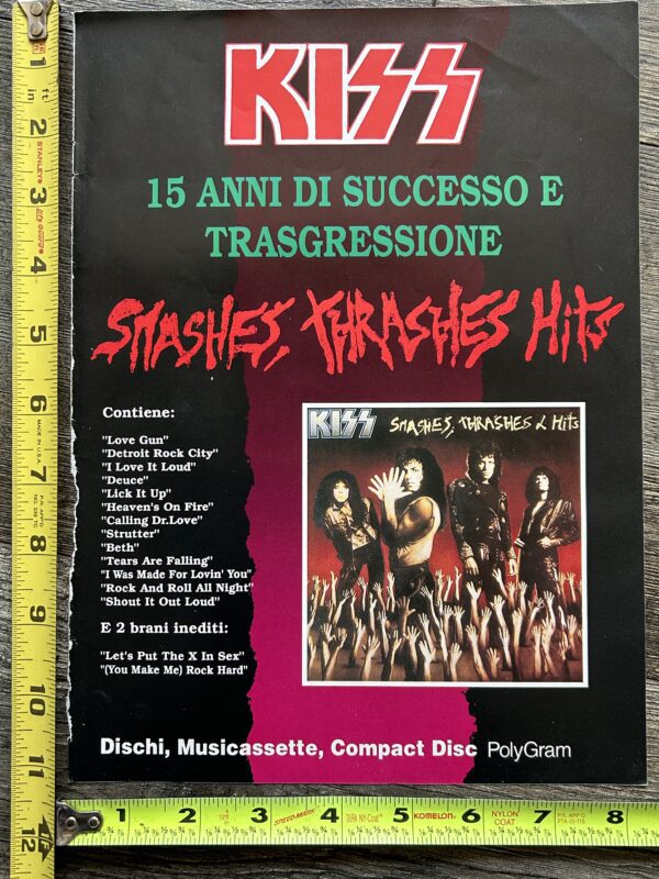 KISS Ad Advert Smashes Thrashes & Hits Italy Vintage Kiss 1988 Carr Kulick